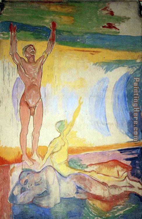 Awakening Men painting - Edvard Munch Awakening Men art painting